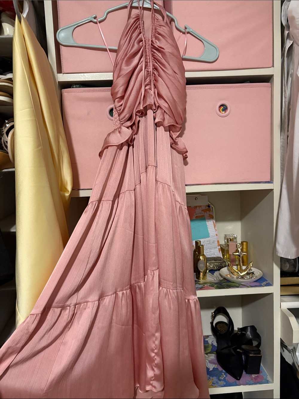 Chelsea & Violet Dusty Rose Halter Tiered Midi Dress